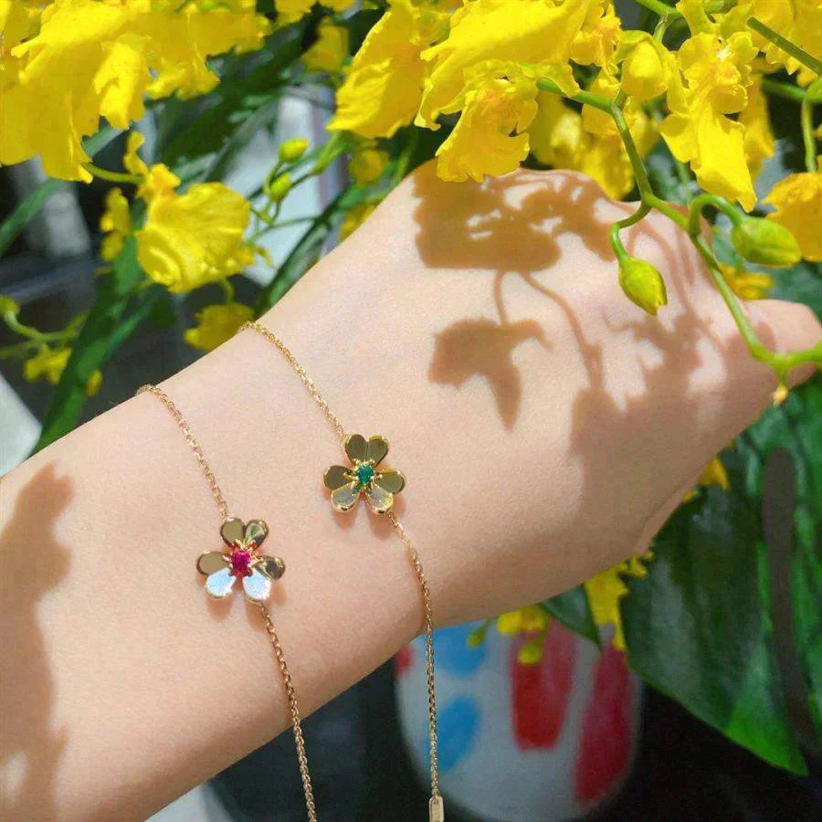 [Bloom]FRIVOLE GOLD FLOWER PINK MALACHITE BRACELET