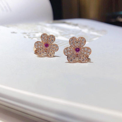 [Bloom]FRIVOLE PINK GOLD FLOWER DIAMOND EARRINGS