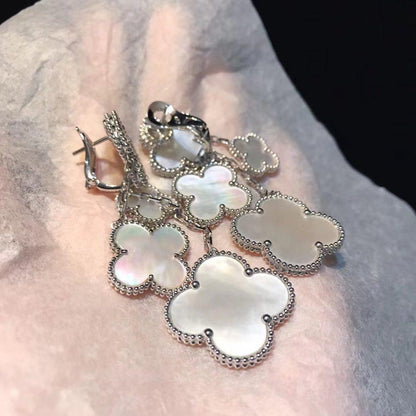 [Bloom]CLOVER EARRINGS WHITE MOP 4 MOTIFS SILVER