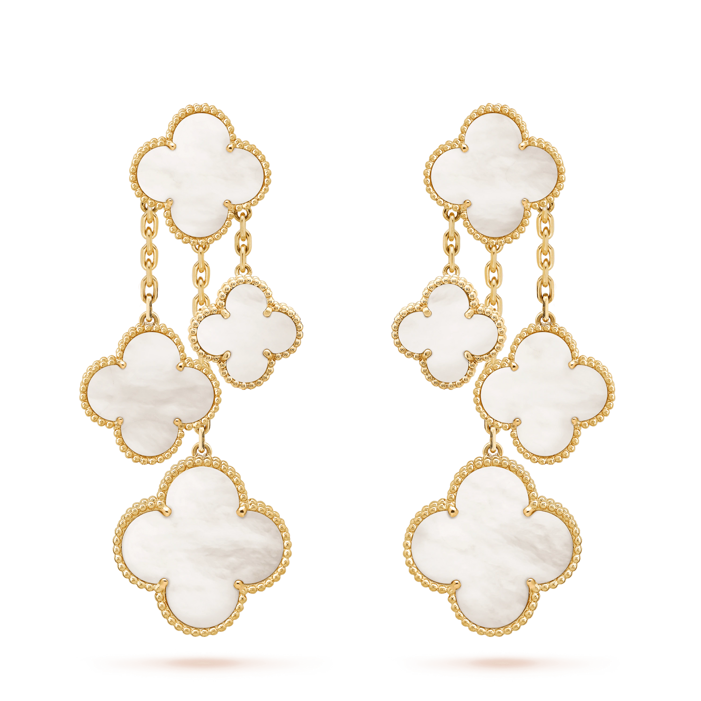 [Bloom]CLOVER EARRINGS WHITE MOP 4 MOTIFS GOLD