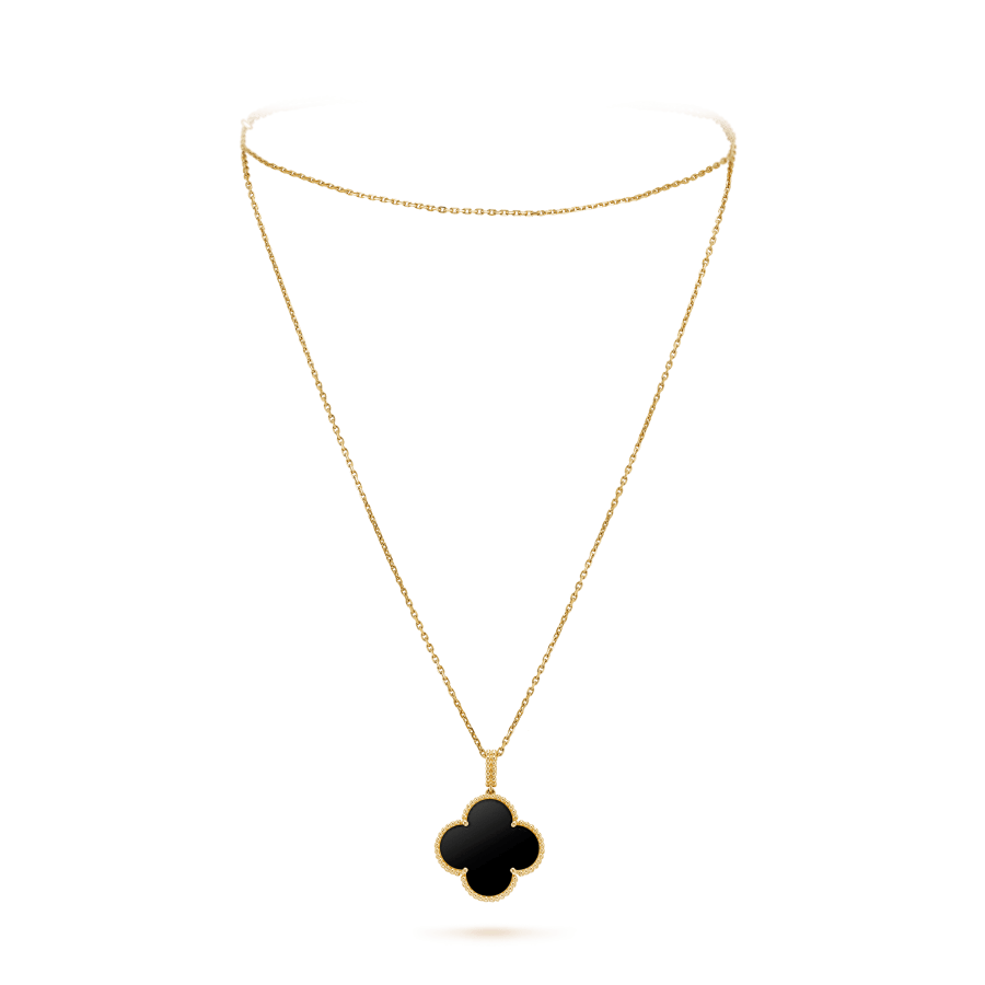 [Bloom]CLOVER 25MM GOLD ONYX BIG CLOVER NECKLACE