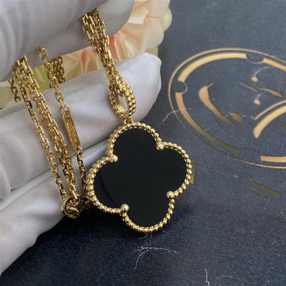 [Bloom]CLOVER 25MM GOLD ONYX BIG CLOVER NECKLACE