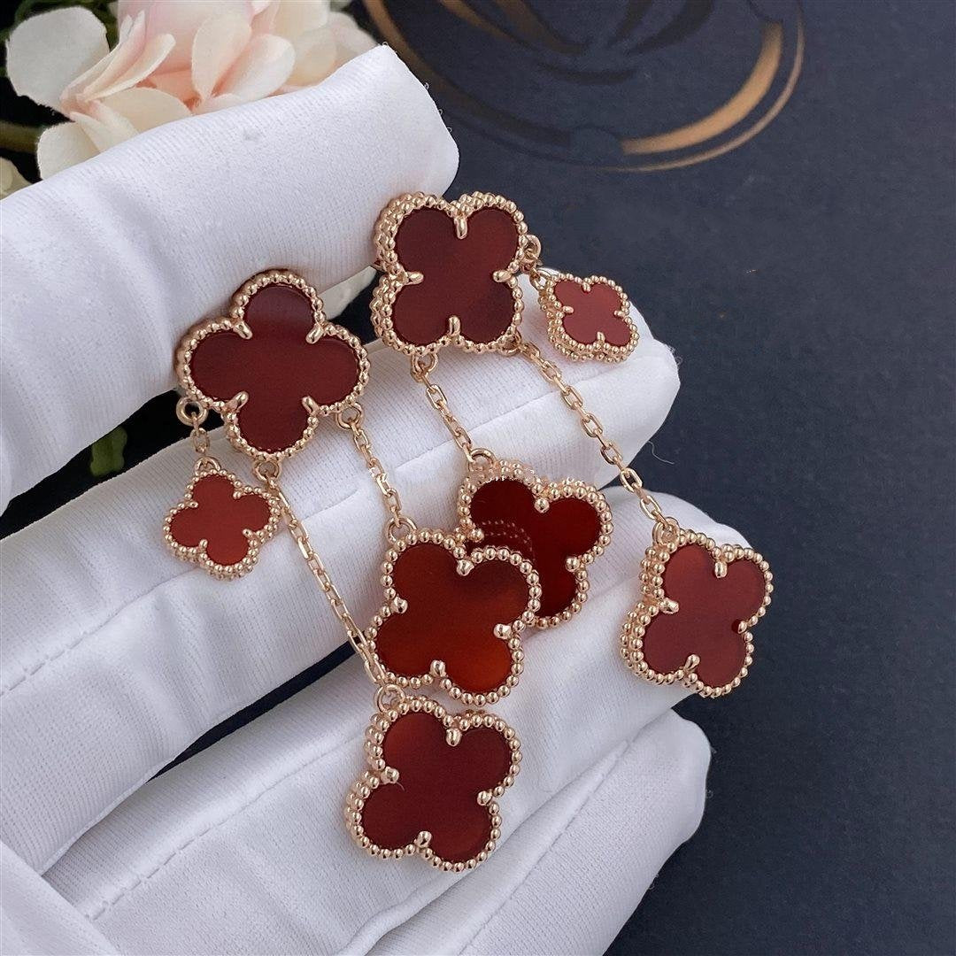 [Bloom]CLOVER EARRINGS CARNELIAN 4 MOTIFS PINK GOLD