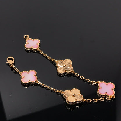 [Bloom]CLOVER BRACELET 5 MOTIF PINK AND PINK GOLD