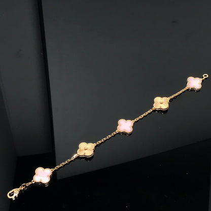 [Bloom]CLOVER BRACELET 5 MOTIF PINK AND PINK GOLD