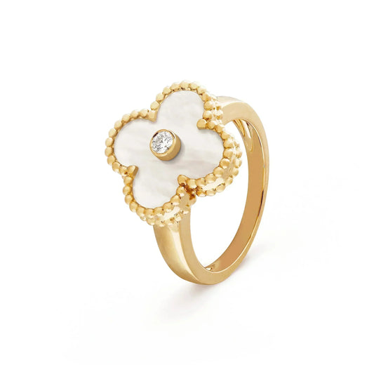 [Bloom]CLOVER PINK MOP RING GOLD DIAMOND