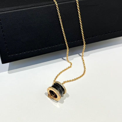 [Bloom]ZERO 1 BLACK CERAMIC DIAMOND PINK GOLD NECKLACE